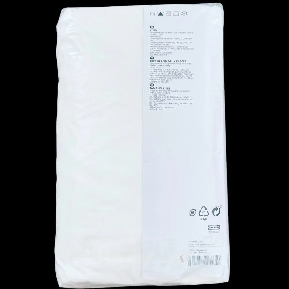 IKEA ULLVIDE White King 4 Piece Sheet Set